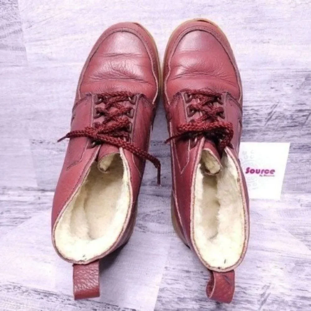 Bates Floaters Leather Chukka Lace Up Fleece Line Winter Boot Red Men's sz 8.5